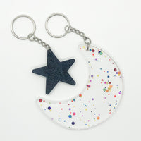 Moon, Star Keychain, Made to Order