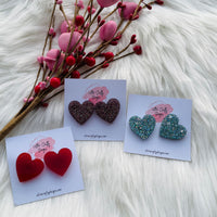 Large Heart Stud Earrings, RTS