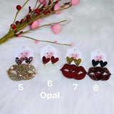 Valentines Puckered Lips Earrings, RTS