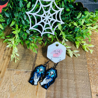 Halloween Coffin/ Hand Holding Items Earrings, RTS