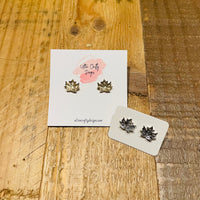 Fall Metal Maple Leaf Stud Earrings, RTS