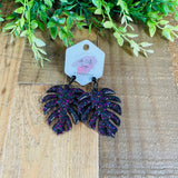 Halloween Monstera Leaves Earrings, RTS