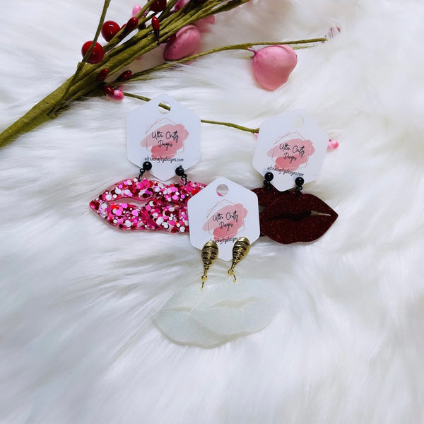 Valentines Lips Earrings, RTS