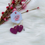 Valentines Heart Drop Earrings, RTS