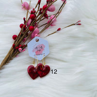 Valentines Heart Drop Earrings, RTS