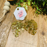 Fall Monstera Leaves Earrings, RTS