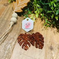 Fall Monstera Leaves Earrings, RTS