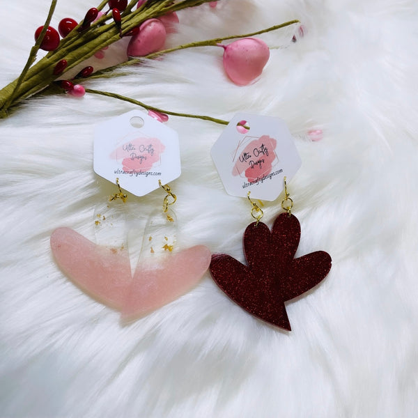 Valentines Funky Heart Earrings, RTS