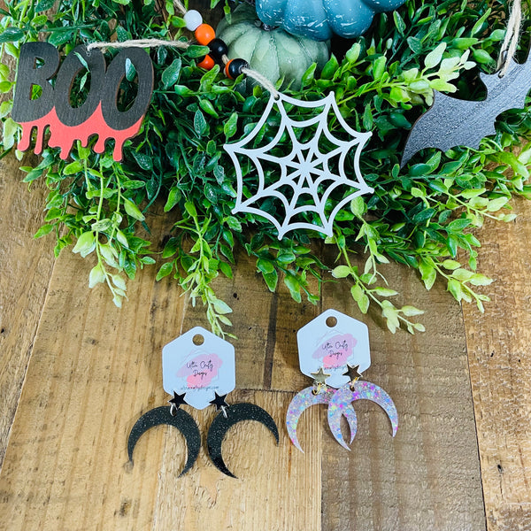 Halloween Moon Earrings, RTS